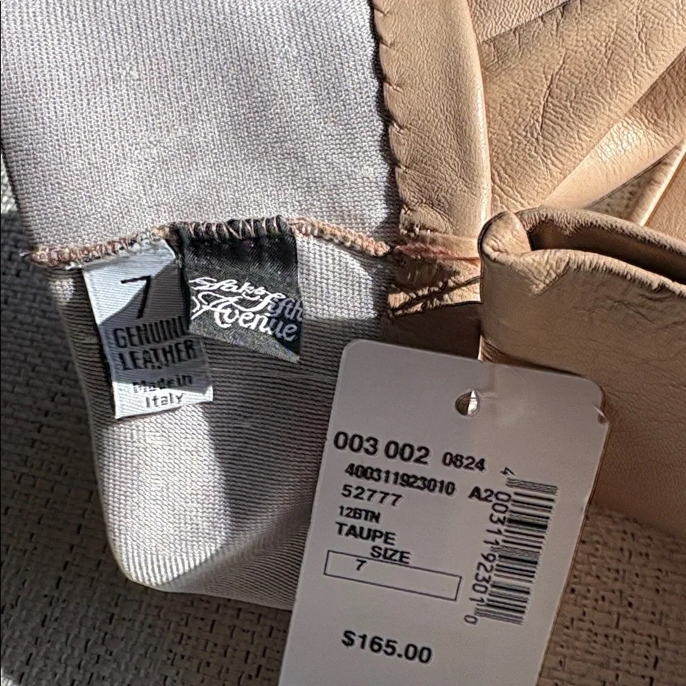 Saks Fifth Avenue Tan Leather Gloves size 7 - Picture 7 of 8